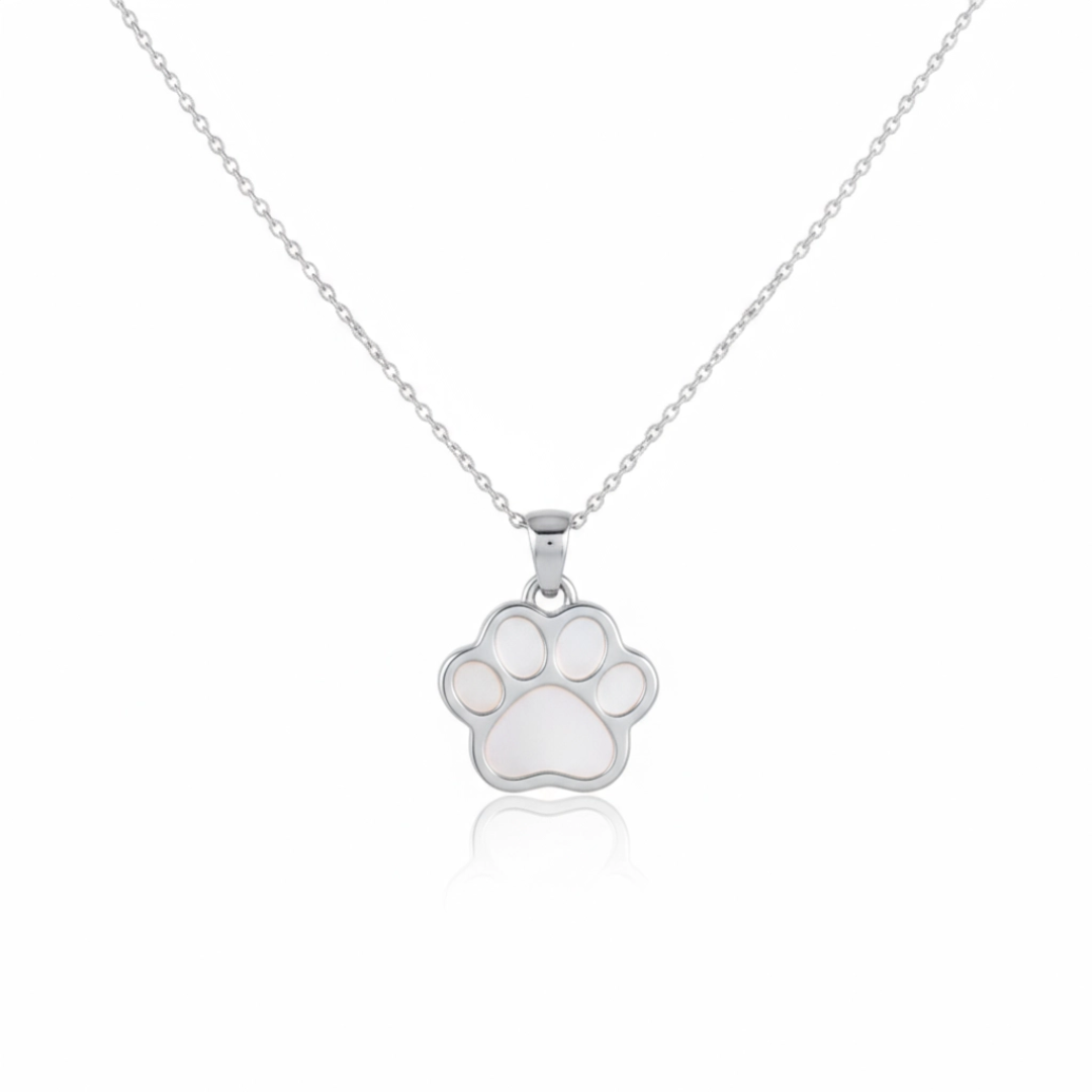 Gentle Paw Necklace — Silver Tone