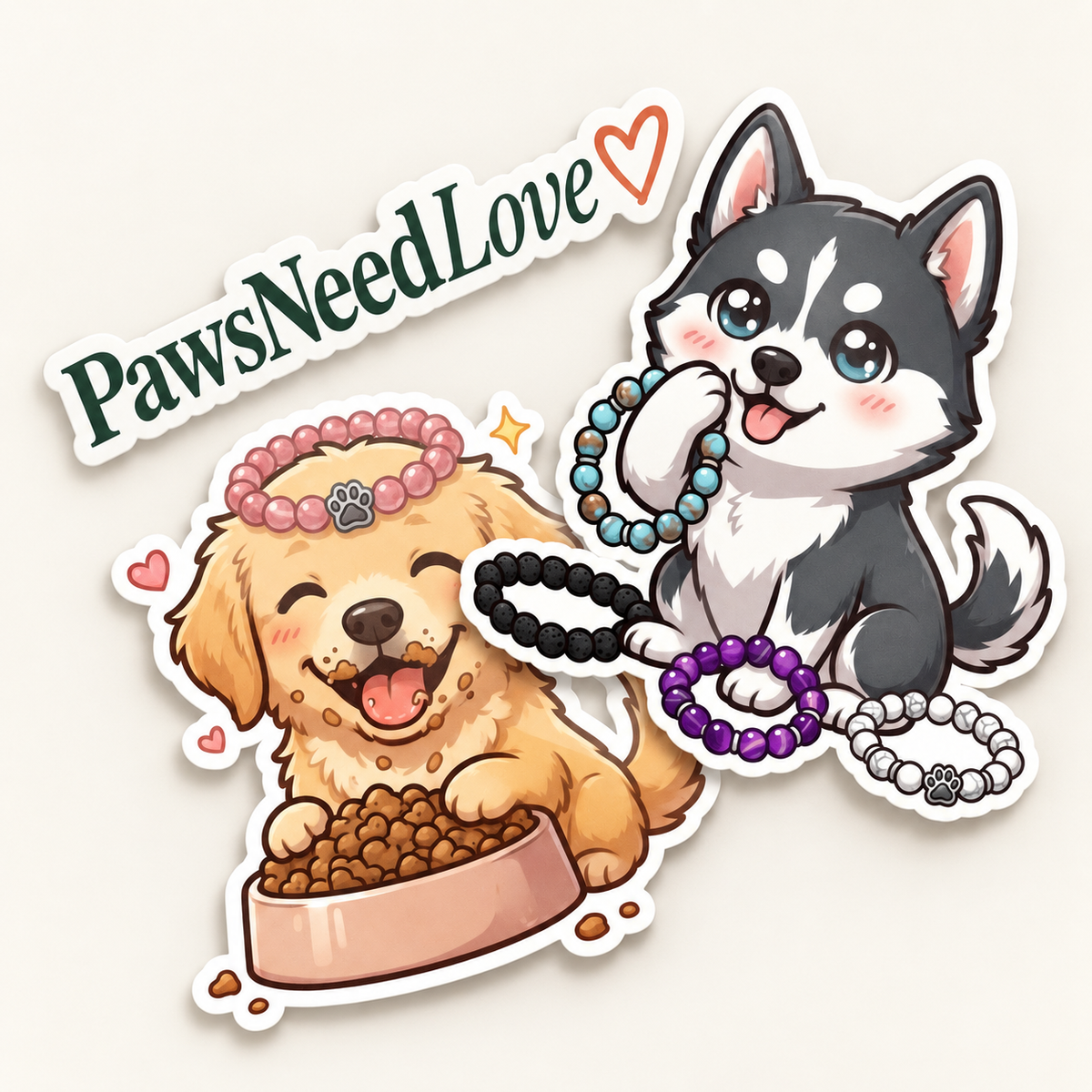 PawsNeedLove Stickers (x3)